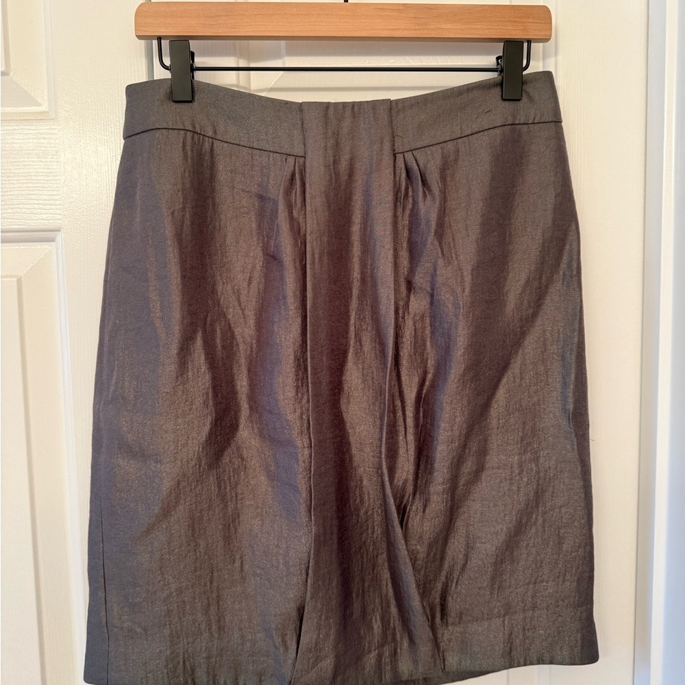 Ann Taylor Silver Pleated Pencil Skirt for Work